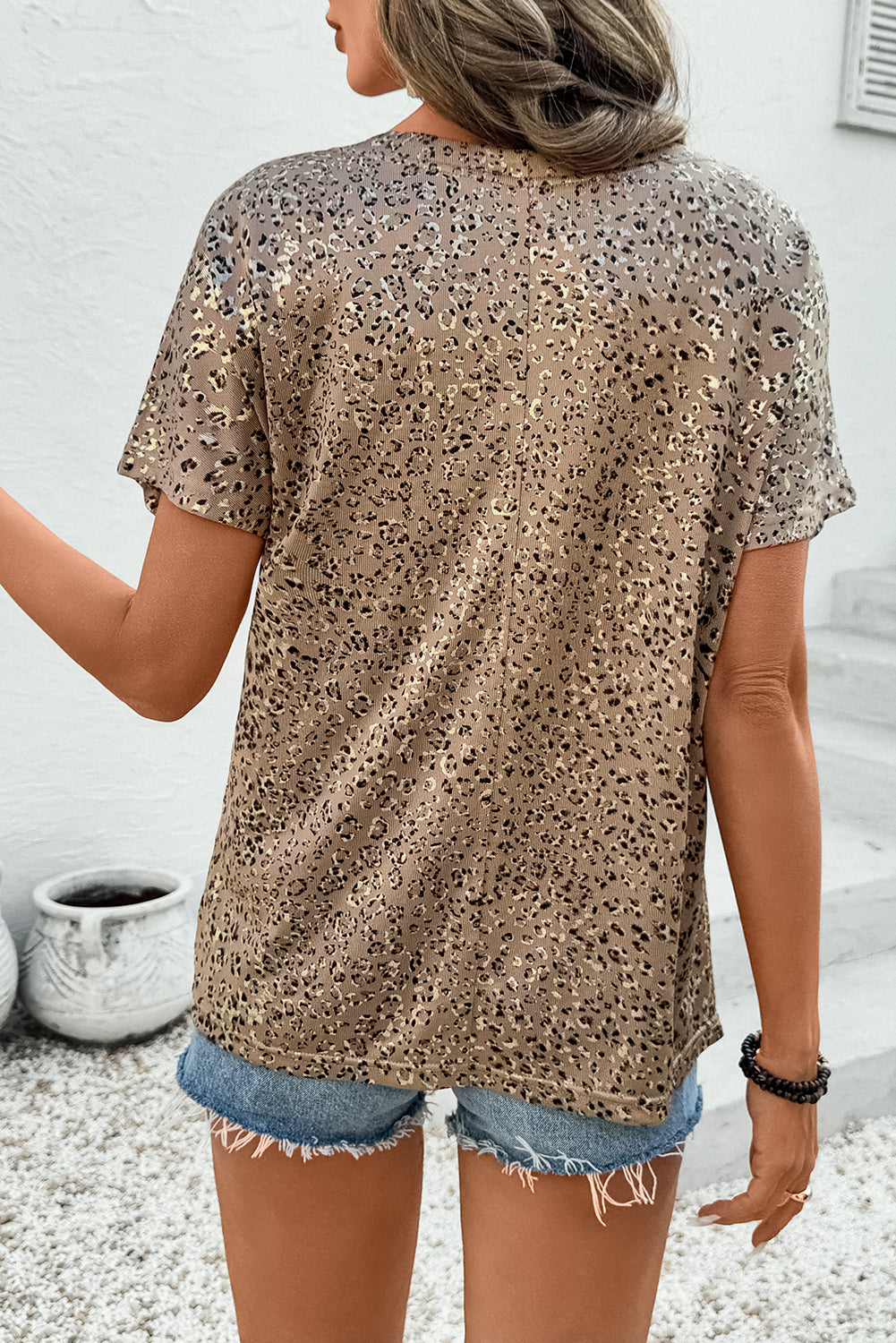 Parchment Shimmer Leopard Print Dolman Sleeve T Shirt-Tops/Tops & Tees-[Adult]-[Female]-2022 Online Blue Zone Planet