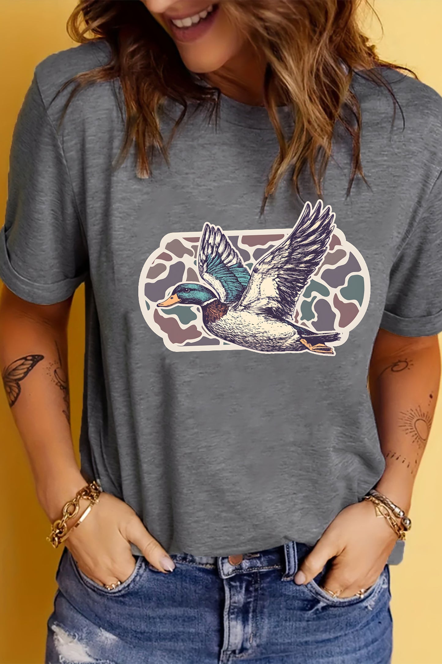 Gray Western Camo Mallard Graphic Tee