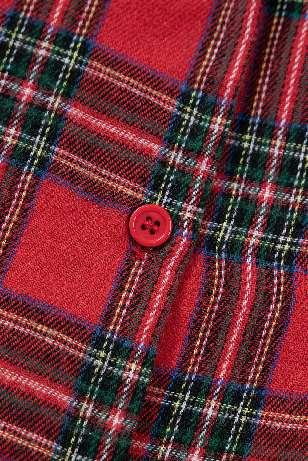 Red Plus Size Plaid Contrast Patchwork Long Sleeve Shirt and Shorts 2pcs Pajama Set-Plus Size/Plus Size Loungewear-[Adult]-[Female]-2022 Online Blue Zone Planet