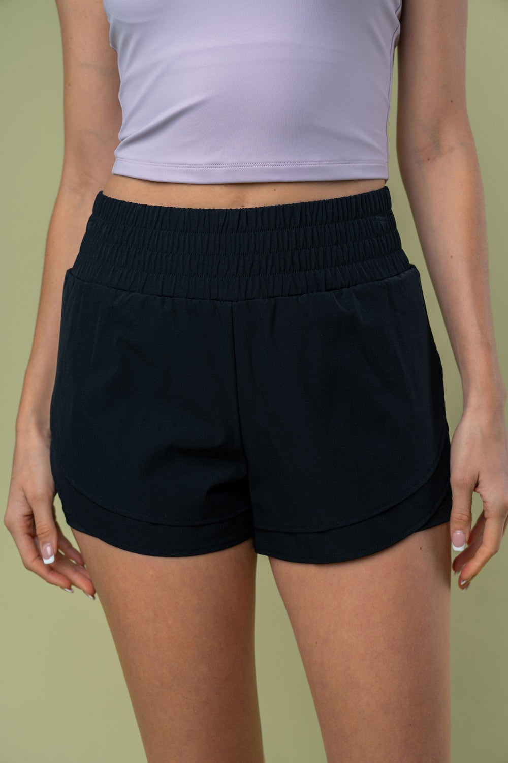 Blue Zone Planet | White Birch Full Size High Waisted Knit Shorts-BOTTOMS SIZES SMALL MEDIUM LARGE-[Adult]-[Female]-2022 Online Blue Zone Planet