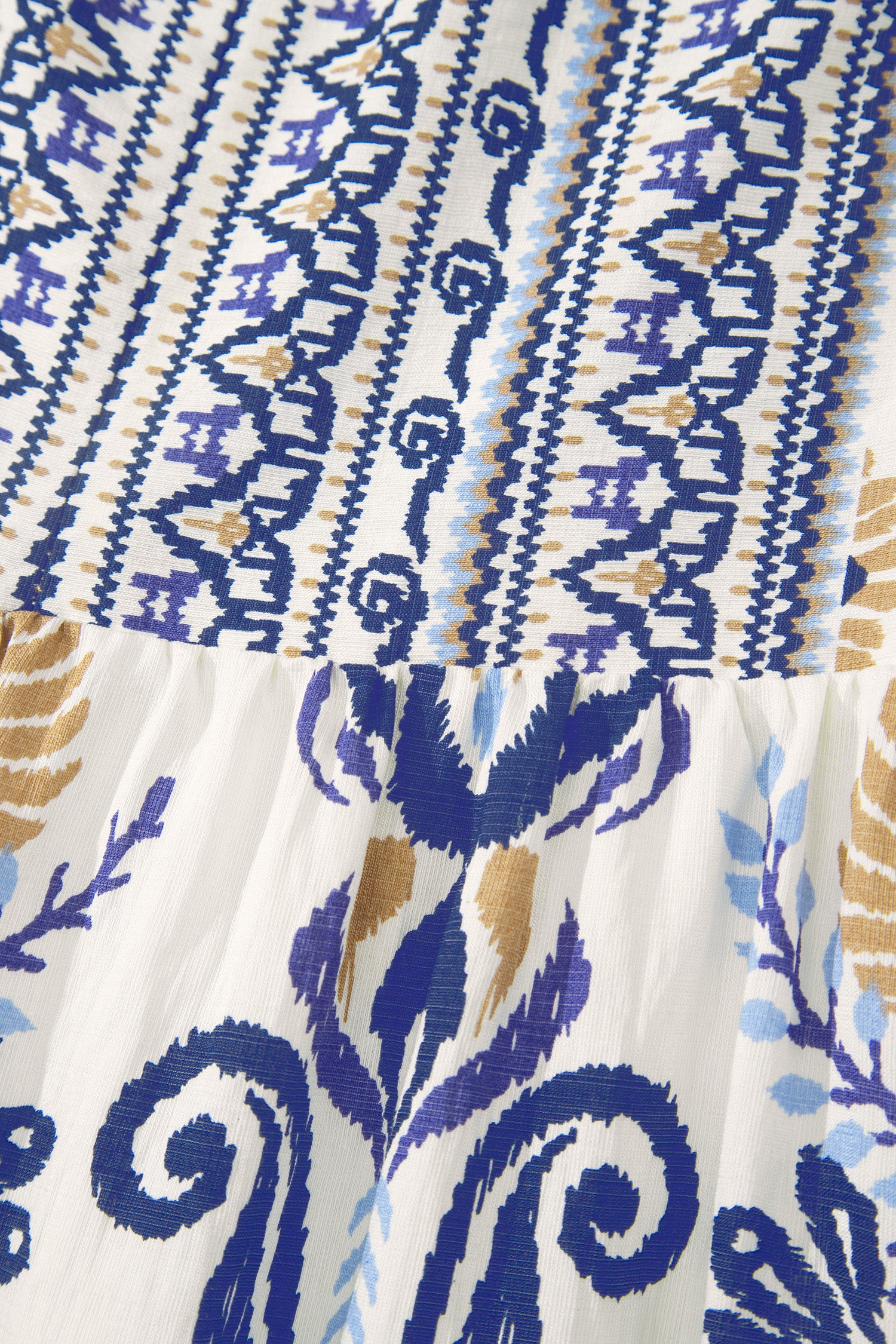 Blue Boho Western Floral Printed Split Neck Ruffled Sleeve Mini Dress-TOPS / DRESSES-[Adult]-[Female]-2022 Online Blue Zone Planet