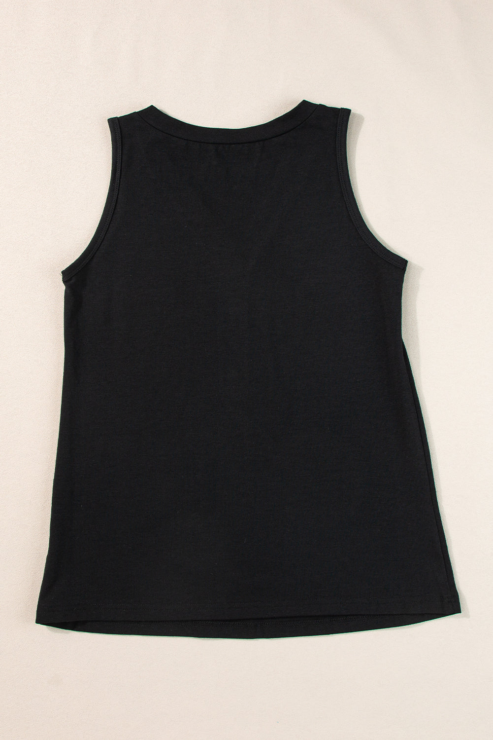 Black Half Button V Neck Patched Pocket Tank Top-Tops/Tank Tops-[Adult]-[Female]-2022 Online Blue Zone Planet