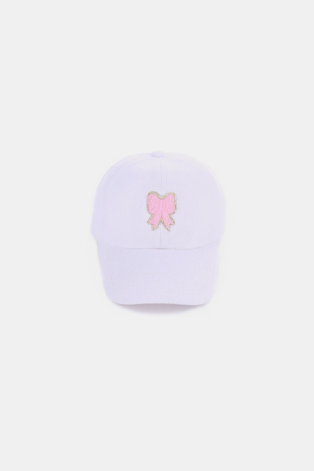 Zenana Ribbon Bow Chenille Patch Baseball Cap-BASEBALL HATS-[Adult]-[Female]-White-One Size-2022 Online Blue Zone Planet