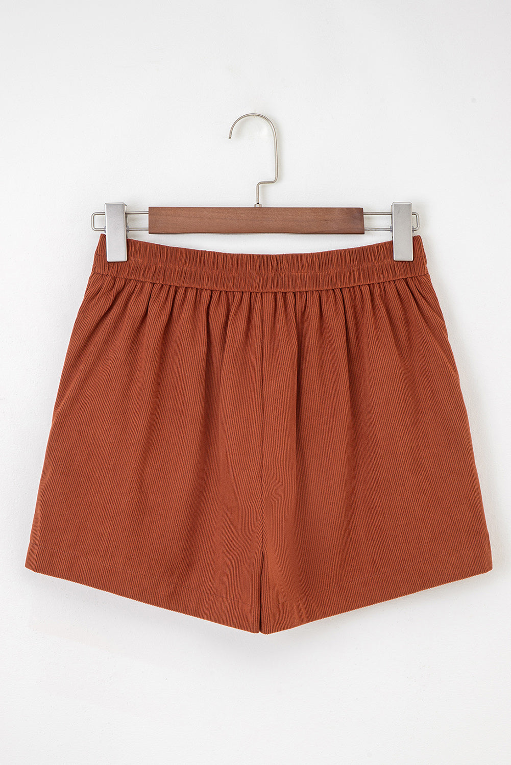 Clay Button Decor Scalloped Edge High Waist Corduroy Shorts-Bottoms/Casual Shorts-[Adult]-[Female]-2022 Online Blue Zone Planet