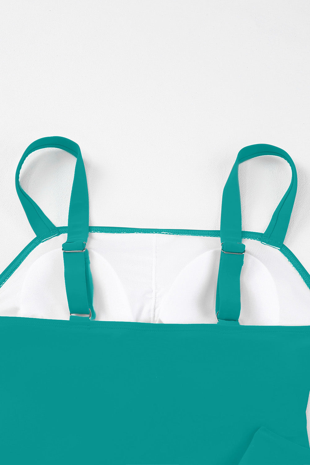 Green Solid Square Neck Sleeveless Tankini Swimsuit-Swimwear/Tankinis-[Adult]-[Female]-2022 Online Blue Zone Planet