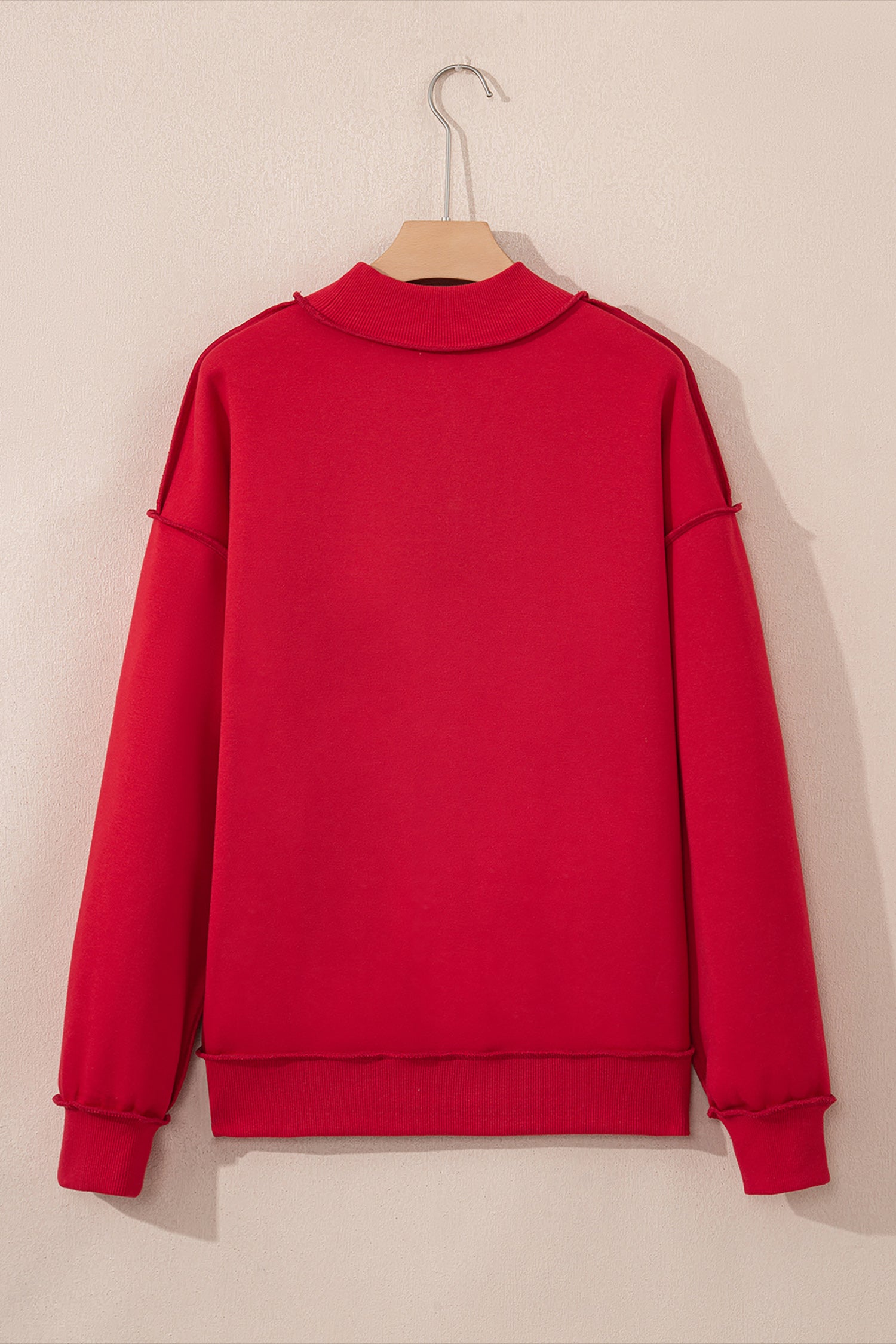 Racing Red Oversize Drop Shoulder Reversible Mock Neck Sweatshirt-Tops/Sweatshirts & Hoodies-[Adult]-[Female]-2022 Online Blue Zone Planet