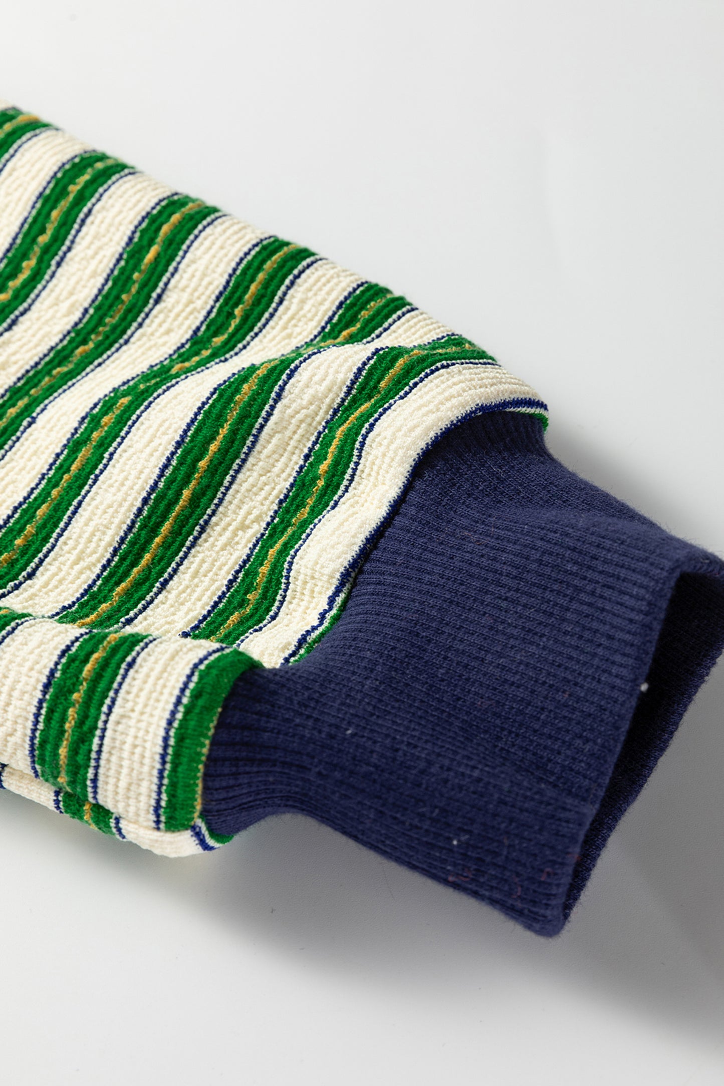 Dark Green Striped Print Contrast Collar Zip V Neck Long Sleeve Top-Tops/Long Sleeve Tops-[Adult]-[Female]-2022 Online Blue Zone Planet