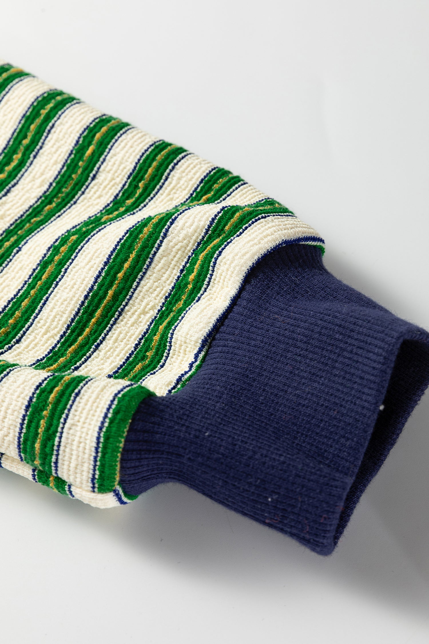 Dark Green Striped Print Contrast Collar Zip V Neck Long Sleeve Top-Tops/Long Sleeve Tops-[Adult]-[Female]-2022 Online Blue Zone Planet