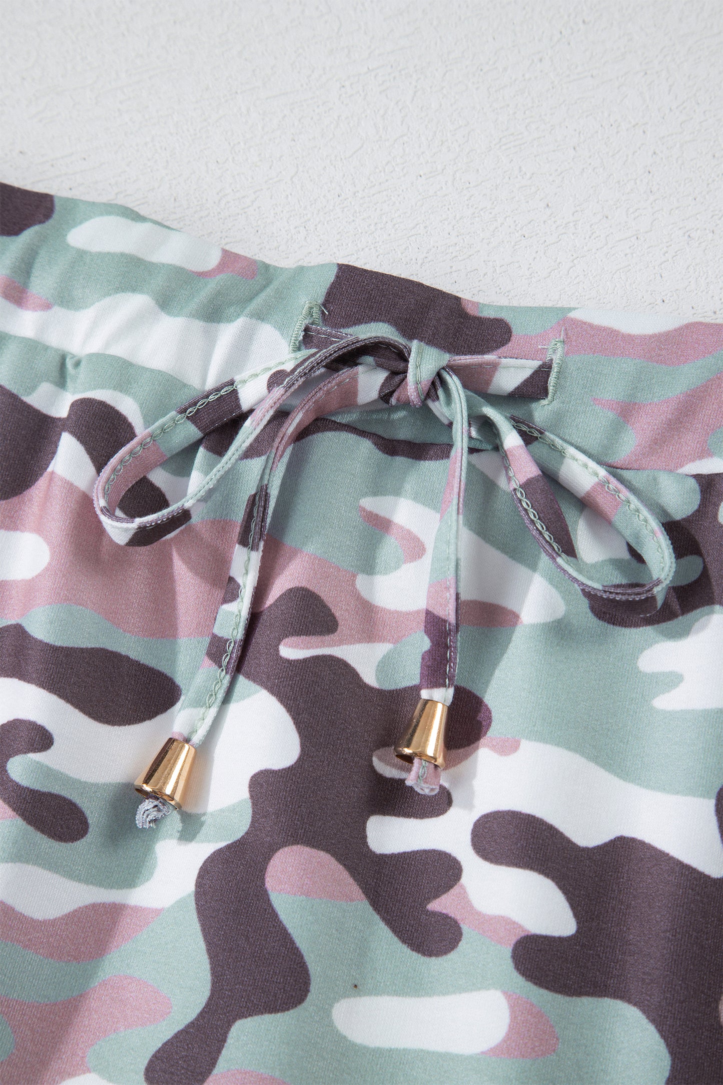 Green Camouflage Print Drawstring Casual Mini Skort-Bottoms/Skirts & Petticoat-[Adult]-[Female]-2022 Online Blue Zone Planet