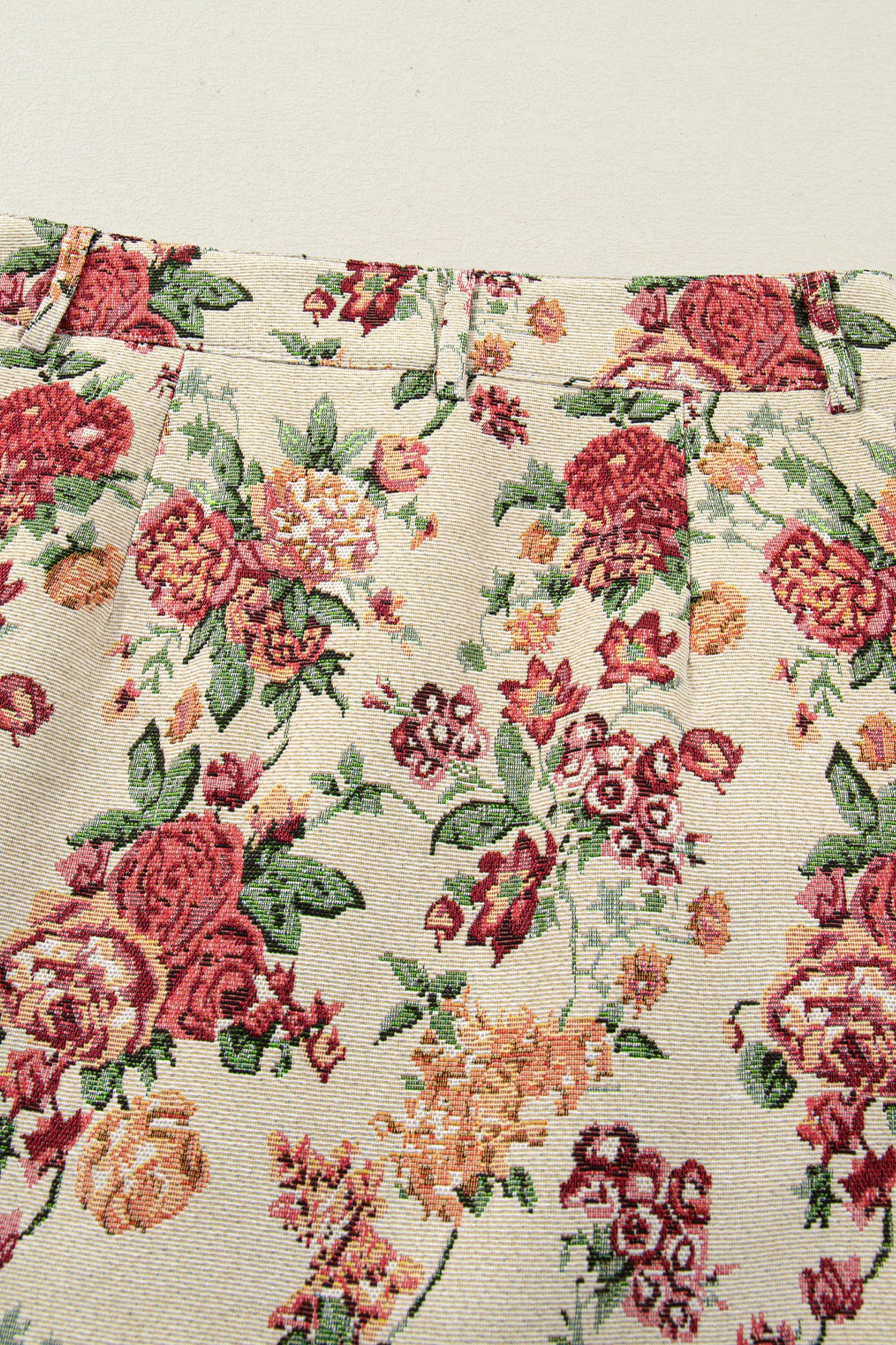 Apricot Buttoned Front Scalloped Trim Mini Jacquard Floral Skirt-Bottoms/Skirts & Petticoat-[Adult]-[Female]-2022 Online Blue Zone Planet