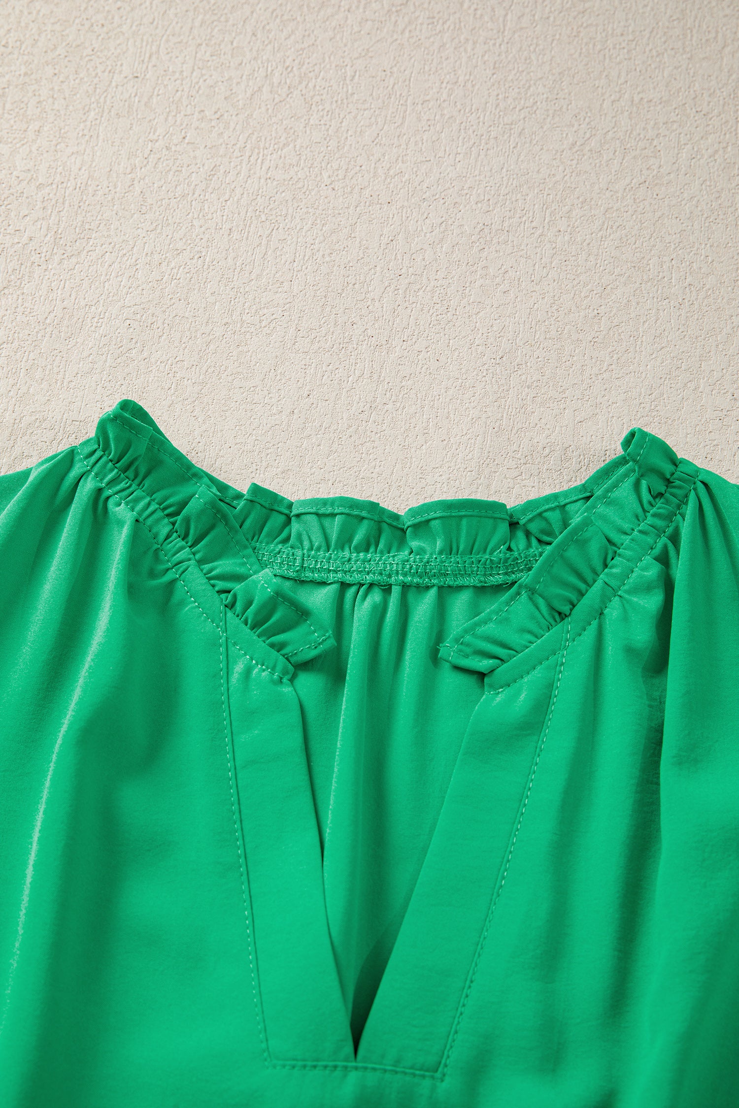 Bright Green Solid Color V Neck Short Puff Sleeve High Waist Tiered Maxi Dress-TOPS / DRESSES-[Adult]-[Female]-2022 Online Blue Zone Planet