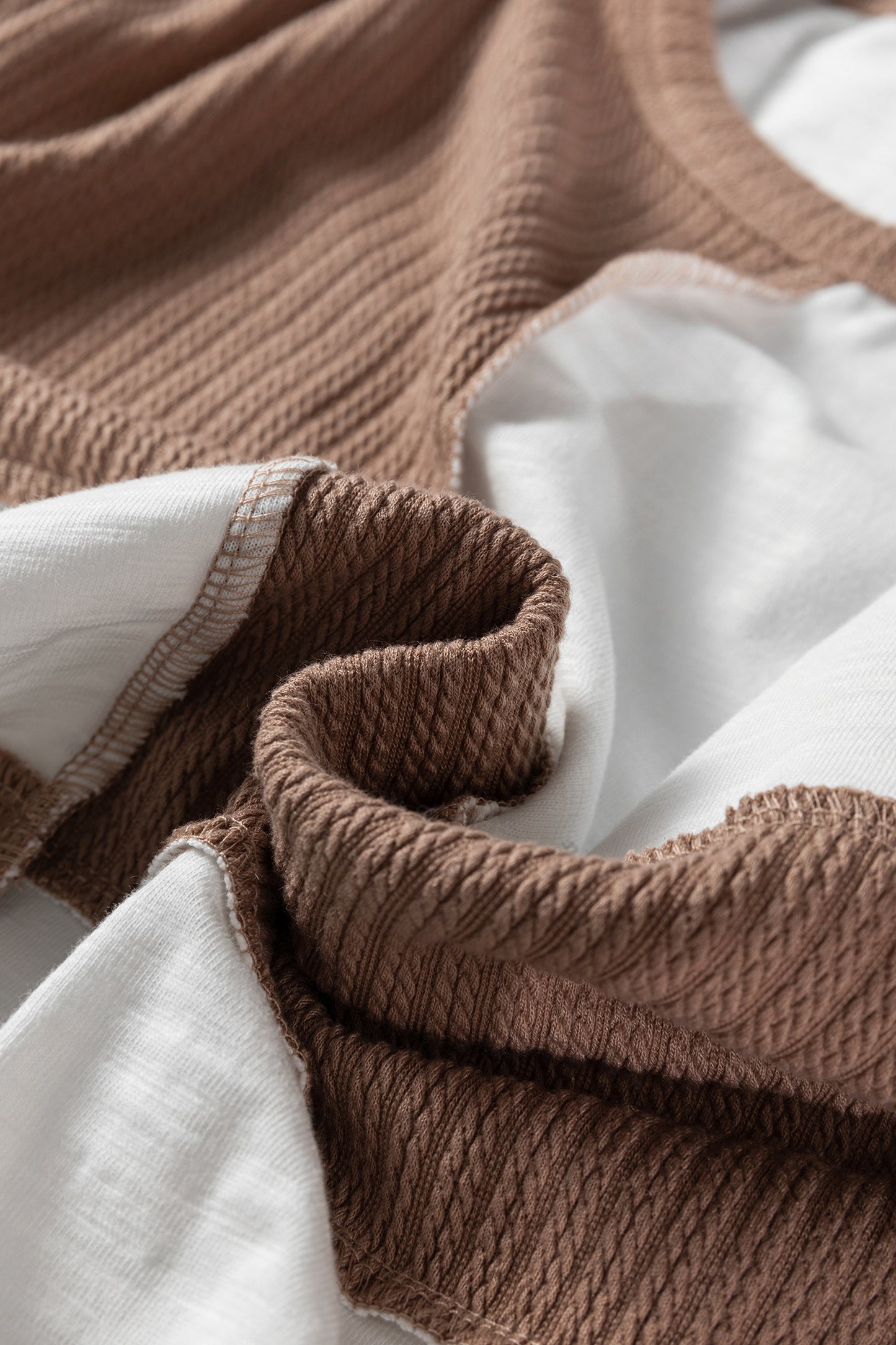 Dark Khaki Colorblock Checkered Raw Seamed Round Neck Knitted Jumper-Tops/Long Sleeve Tops-[Adult]-[Female]-2022 Online Blue Zone Planet