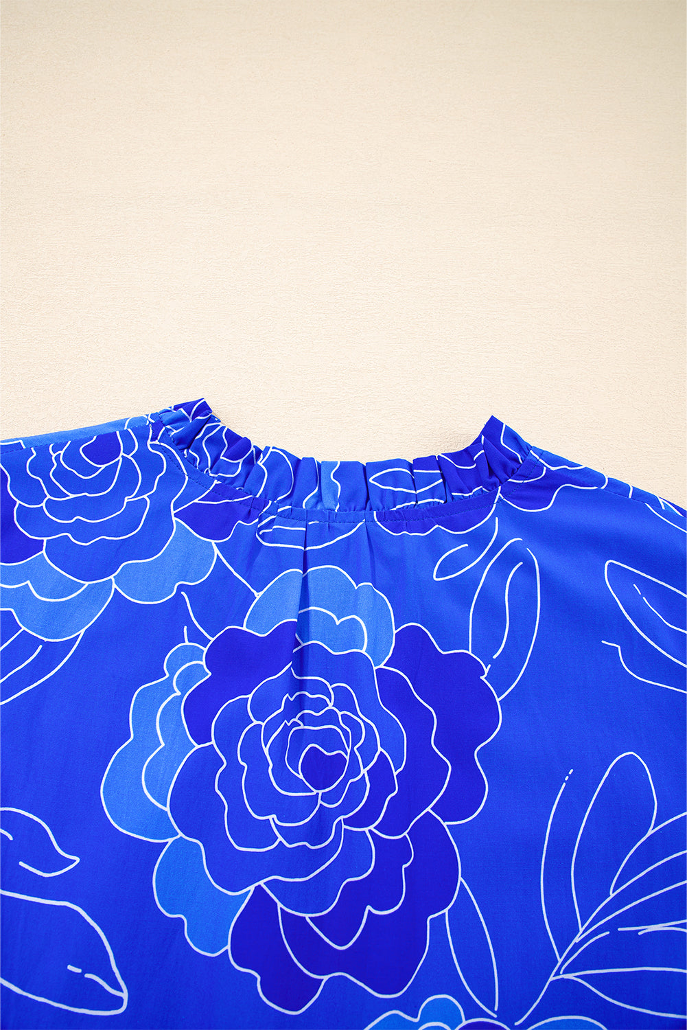 Blue Floral Ruffled Hem V Neck Short Sleeve Flowy Mini Dress-Dresses/Floral Dresses-[Adult]-[Female]-2022 Online Blue Zone Planet