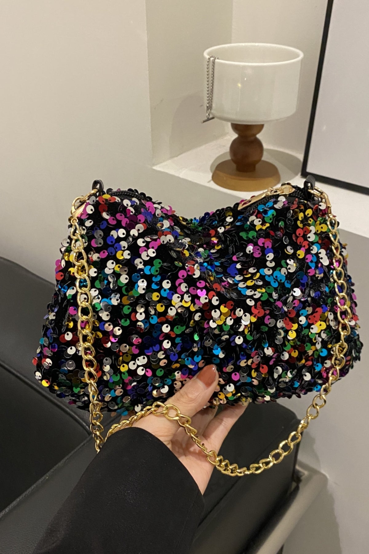 Sequin Removable Strap Shoulder Bag-HANDBAGS-[Adult]-[Female]-2022 Online Blue Zone Planet