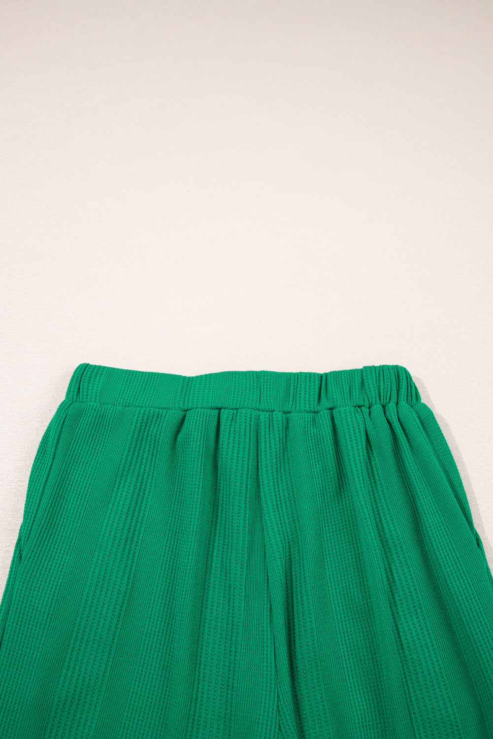 Green Solid Color Ribbed Ruffle Tank Top and Pants Set-Two Piece Sets/Pant Sets-[Adult]-[Female]-2022 Online Blue Zone Planet