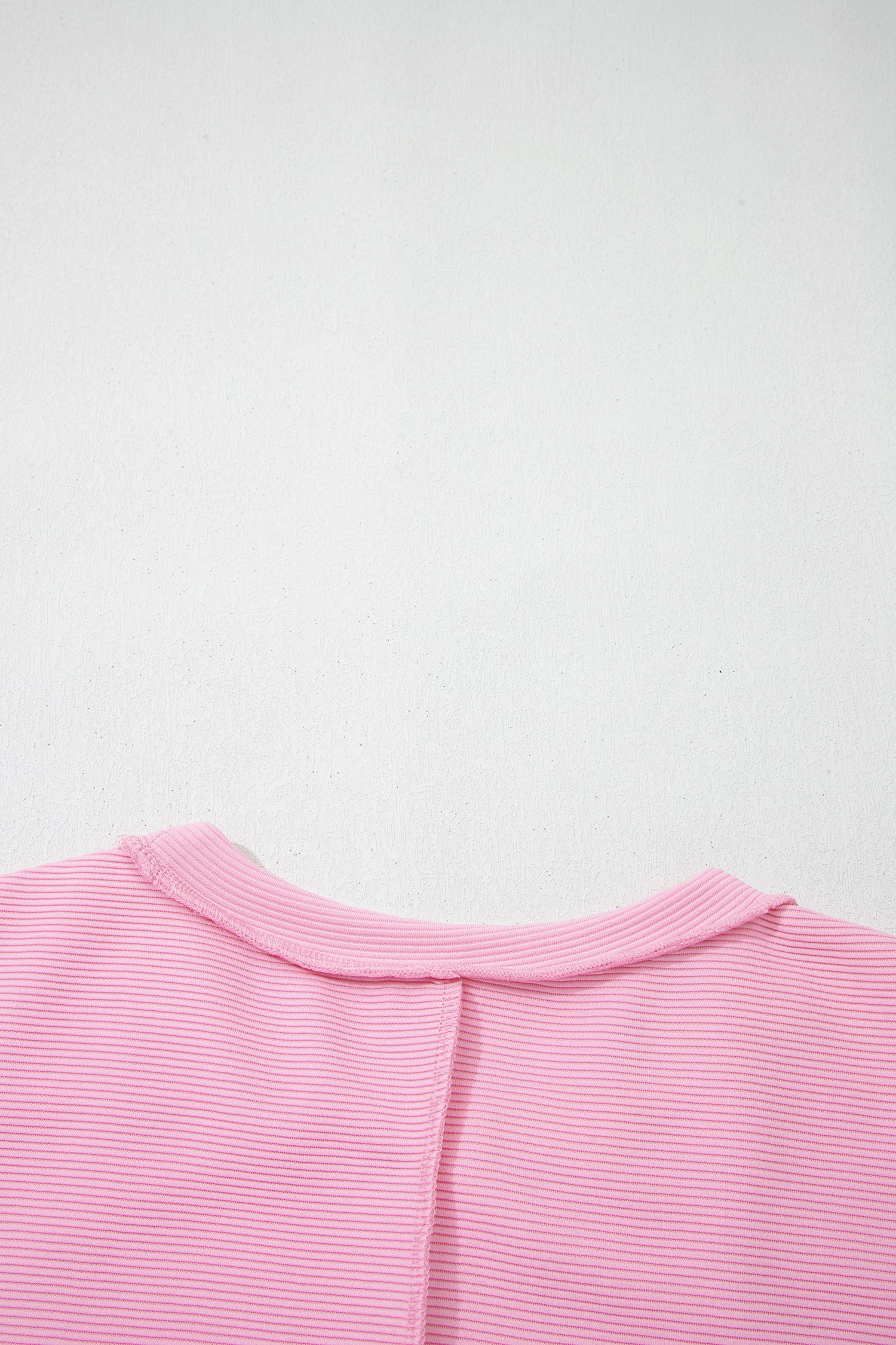 Pink Horizontal Ribbed Exposed Seam Detail Drop Shoulder Baggy Pullover-Tops/Long Sleeve Tops-[Adult]-[Female]-2022 Online Blue Zone Planet