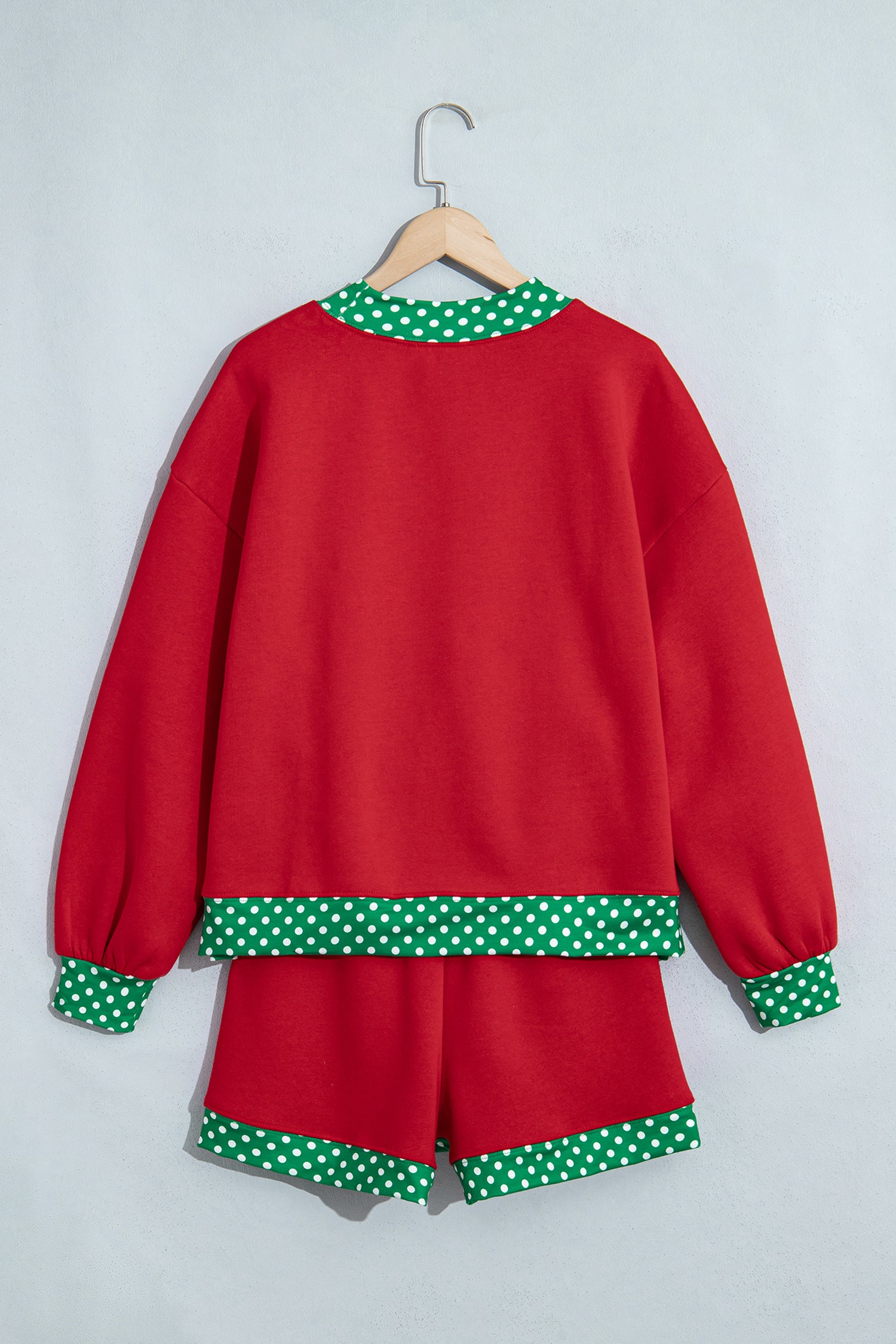 Fiery Red Gingham Trim Baggy Pullover 2pcs Short Set-Two Piece Sets/Short Sets-[Adult]-[Female]-2022 Online Blue Zone Planet