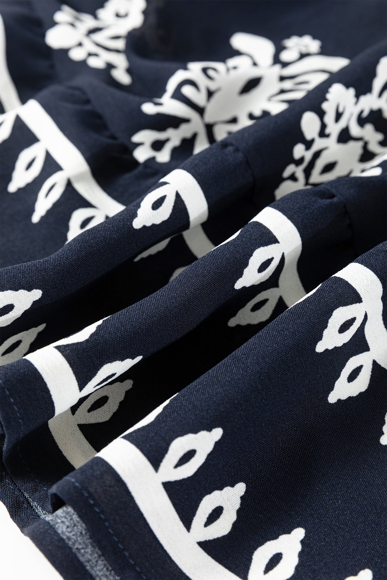 Blue Western Ethnic Print Notched Neck Short Sleeve Midi Dress-TOPS / DRESSES-[Adult]-[Female]-2022 Online Blue Zone Planet