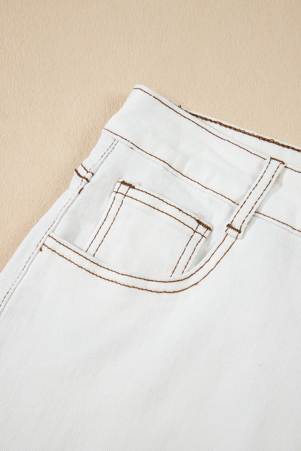 White Raw Hem High Waist Denim Shorts-Bottoms/Denim Shorts-[Adult]-[Female]-2022 Online Blue Zone Planet
