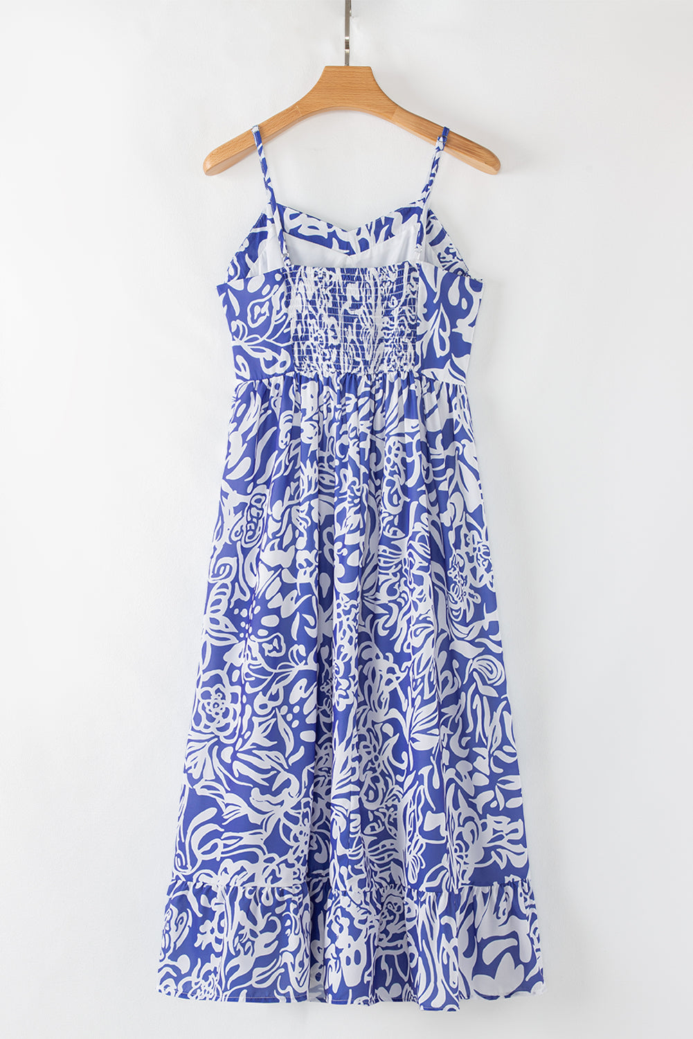 Sky Blue Floral Print Spaghetti Strap High Waist Maxi Dress-Dresses/Floral Dresses-[Adult]-[Female]-2022 Online Blue Zone Planet
