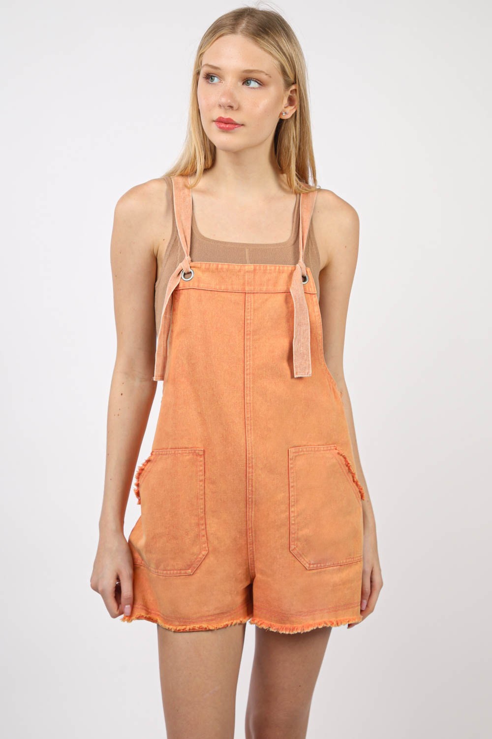 VERY J Washed Frayed Hem Denim Overall-TOPS / DRESSES-[Adult]-[Female]-2022 Online Blue Zone Planet