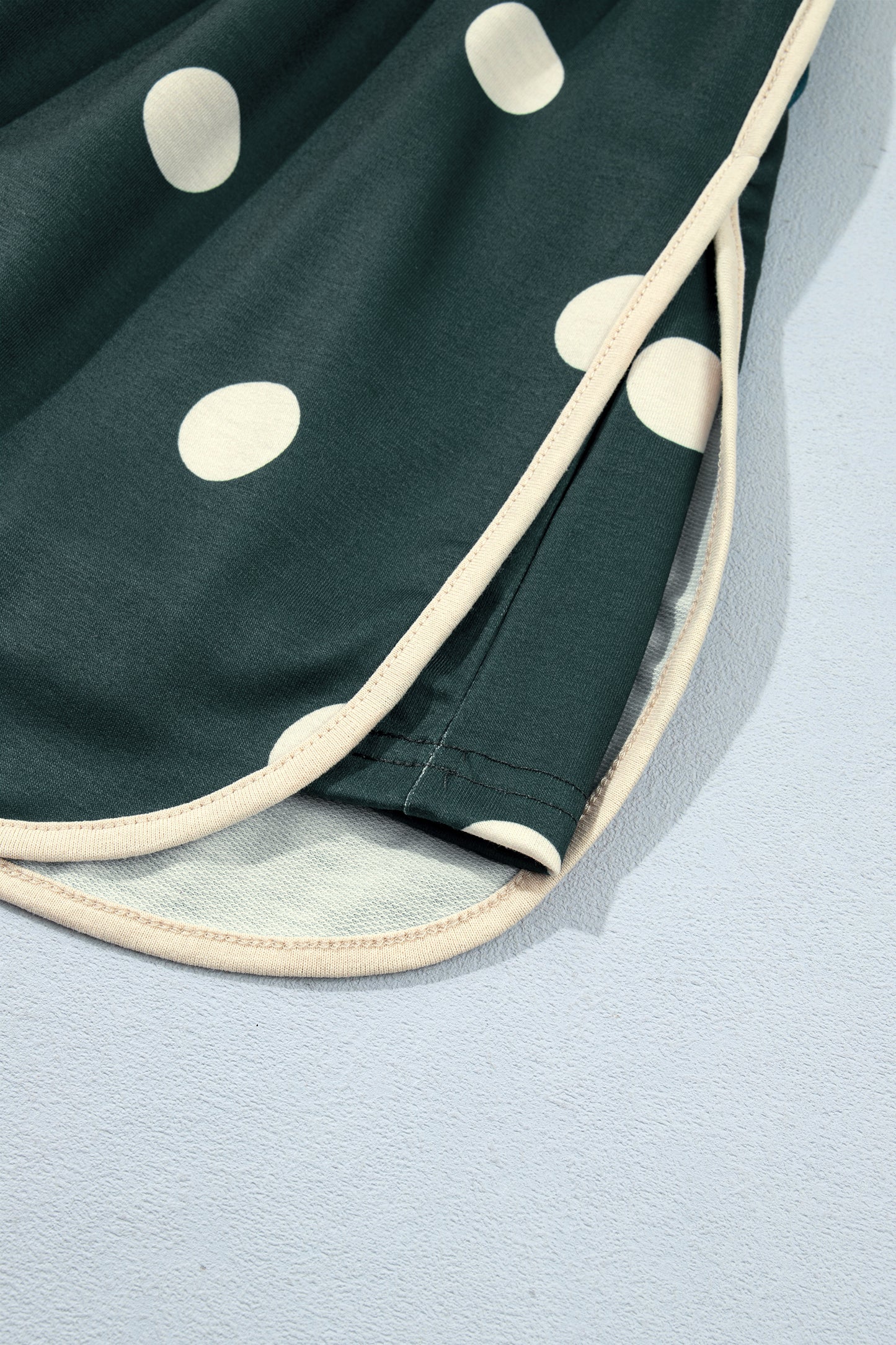 Green Polka Dot Print Color Block Trim Baggy Pullover Drawstring Skirt 2pcs Set-Two Piece Sets/Two Piece Dresses-[Adult]-[Female]-2022 Online Blue Zone Planet