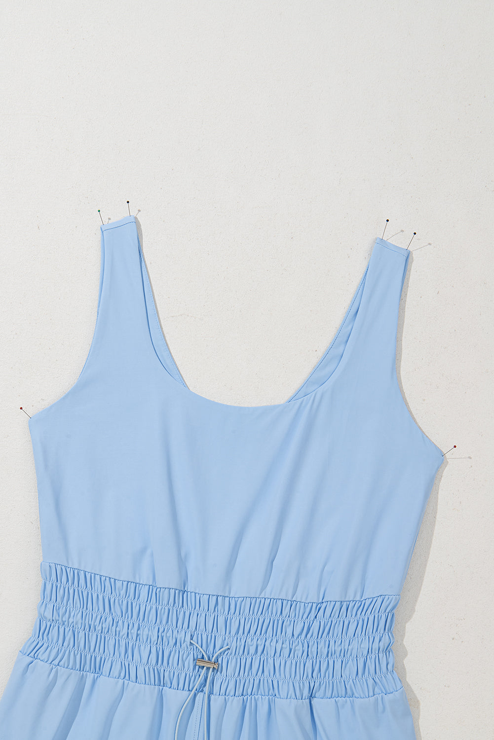 Myosotis Plain Sleeveless Loop Drawstring Cinched Waist Romper-Bottoms/Jumpsuits & Rompers-[Adult]-[Female]-2022 Online Blue Zone Planet