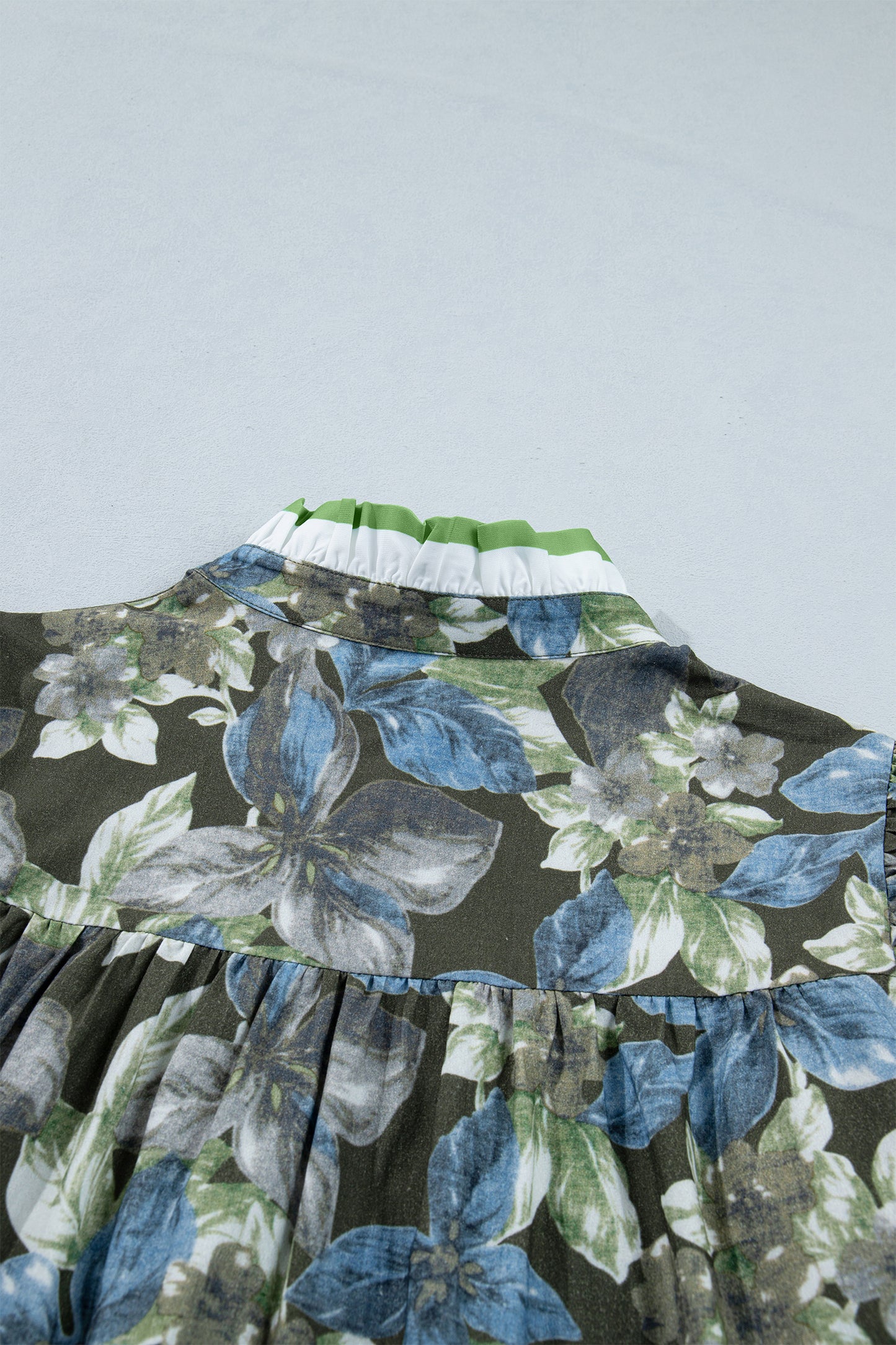 Green Ruffled Short Sleeve Floral Summer Blouse-Tops/Blouses & Shirts-[Adult]-[Female]-2022 Online Blue Zone Planet