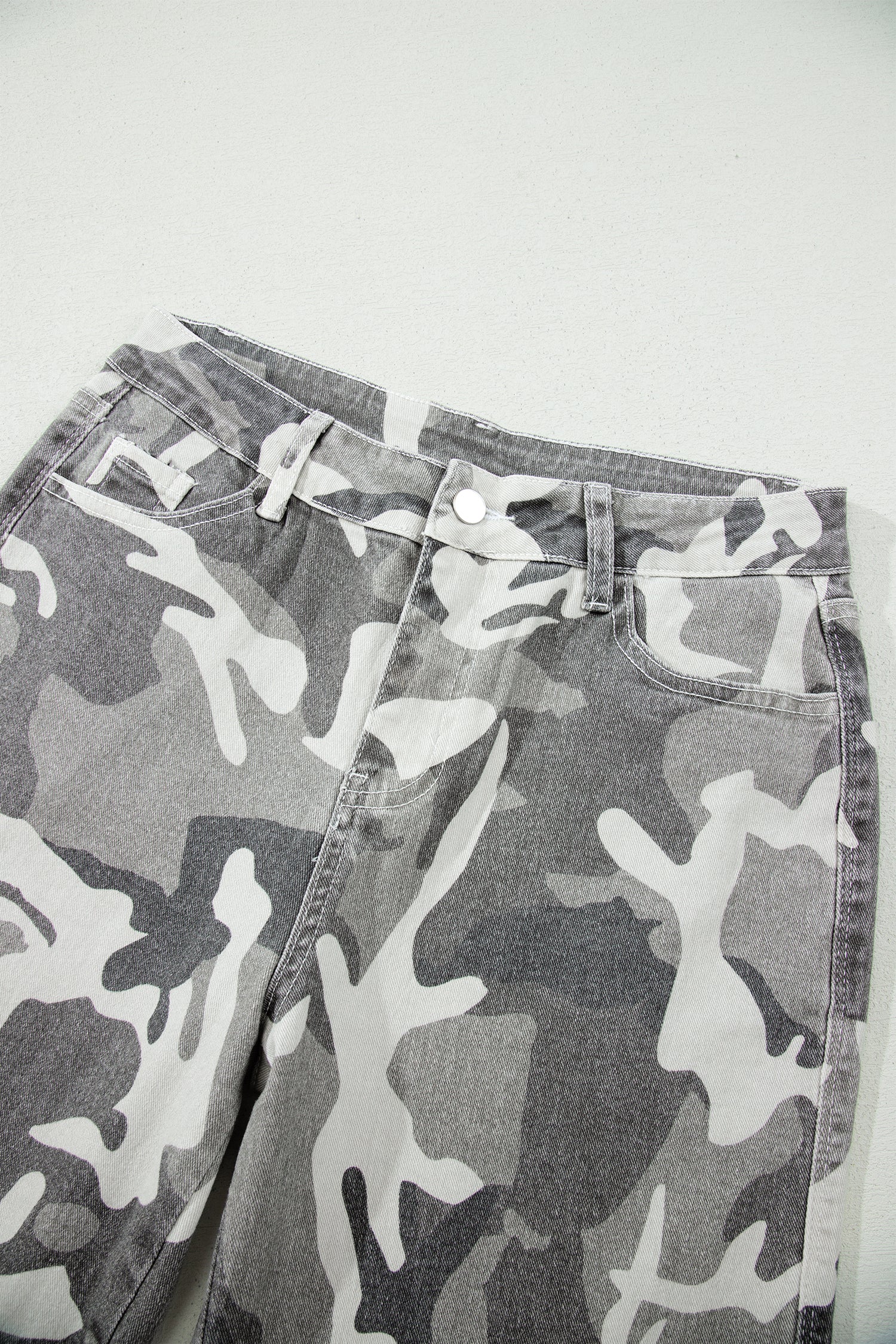 Green Camo Pattern Cotton Denim Shift Jeans-Bottoms/Jeans-[Adult]-[Female]-2022 Online Blue Zone Planet