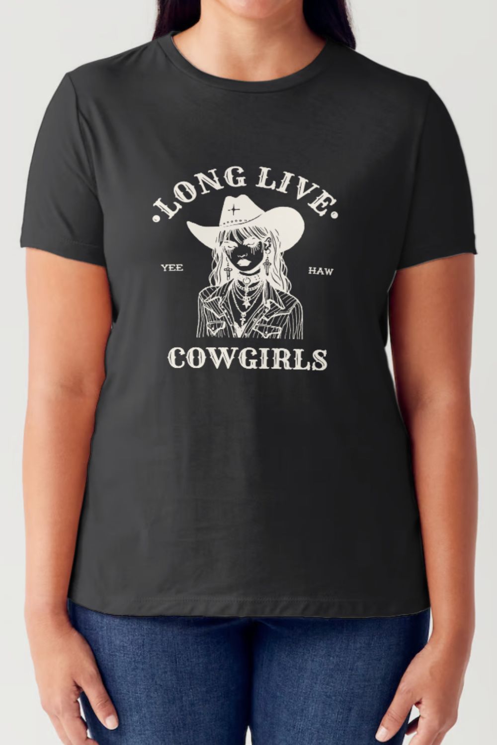 Simply Love Full Size LONG LIVE COWGIRLS Short Sleeve Tubular T-Shirt-TOPS / DRESSES-[Adult]-[Female]-Black-S-2022 Online Blue Zone Planet