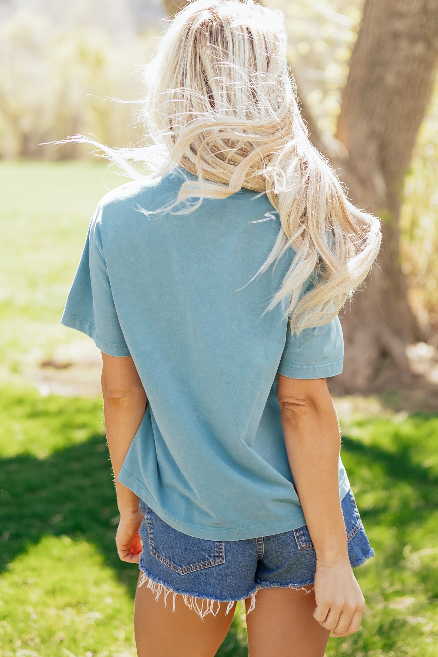 Stone Blue Camo Game Day Graphic T Shirt-Tops/Tops & Tees-[Adult]-[Female]-2022 Online Blue Zone Planet