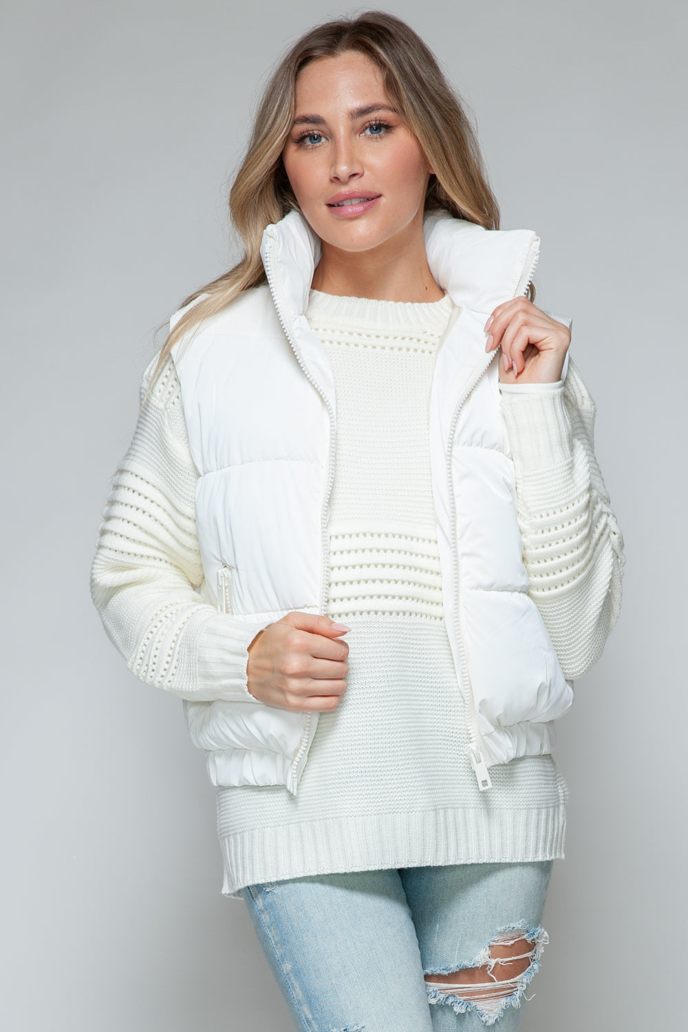 Snobbish Fine Fur Lining Quilted Vest-TOPS / DRESSES-[Adult]-[Female]-Off White-S-2022 Online Blue Zone Planet