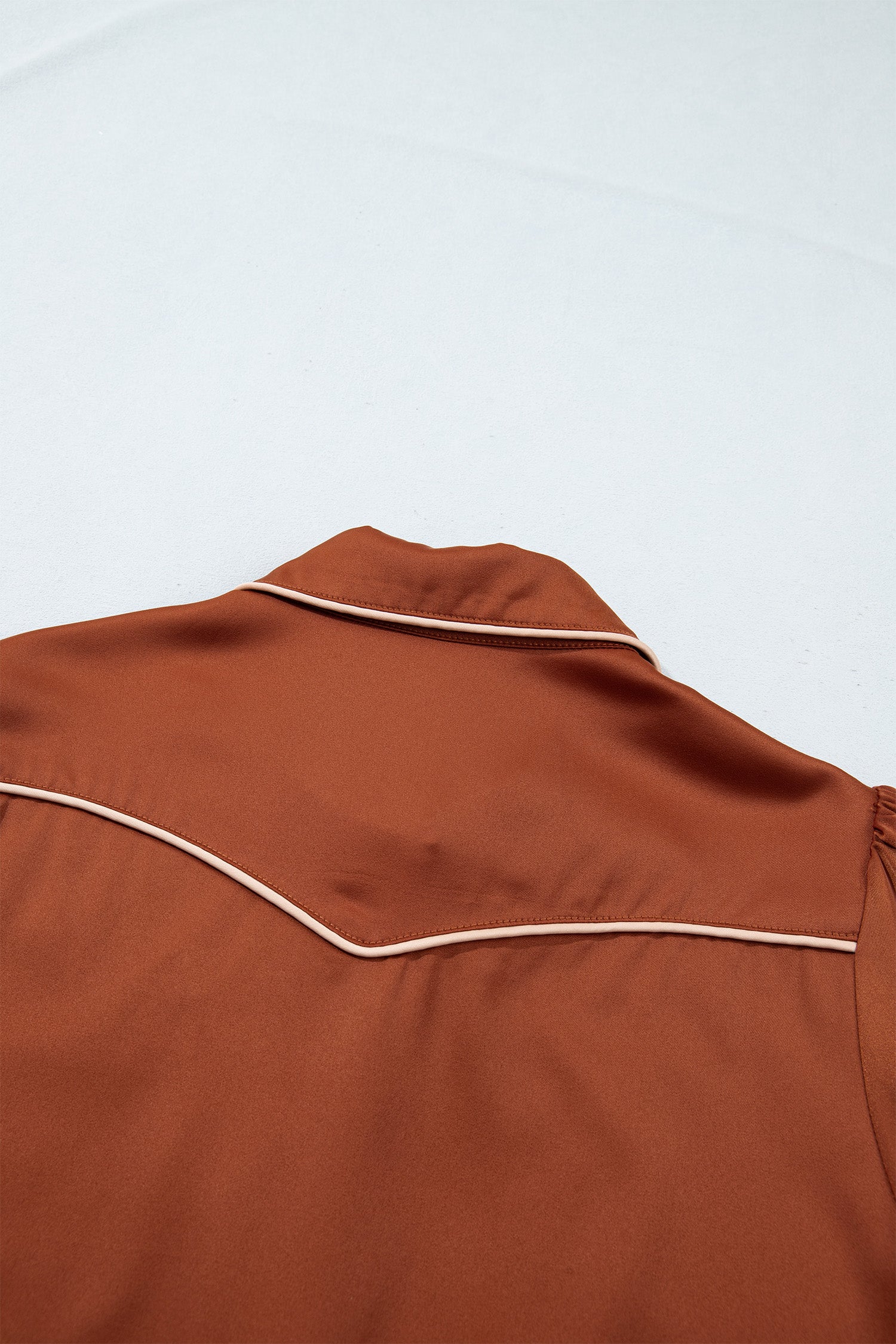 Cinnamon Silky Long Sleeve Button Front Western Fashion Shirt-Tops/Blouses & Shirts-[Adult]-[Female]-2022 Online Blue Zone Planet