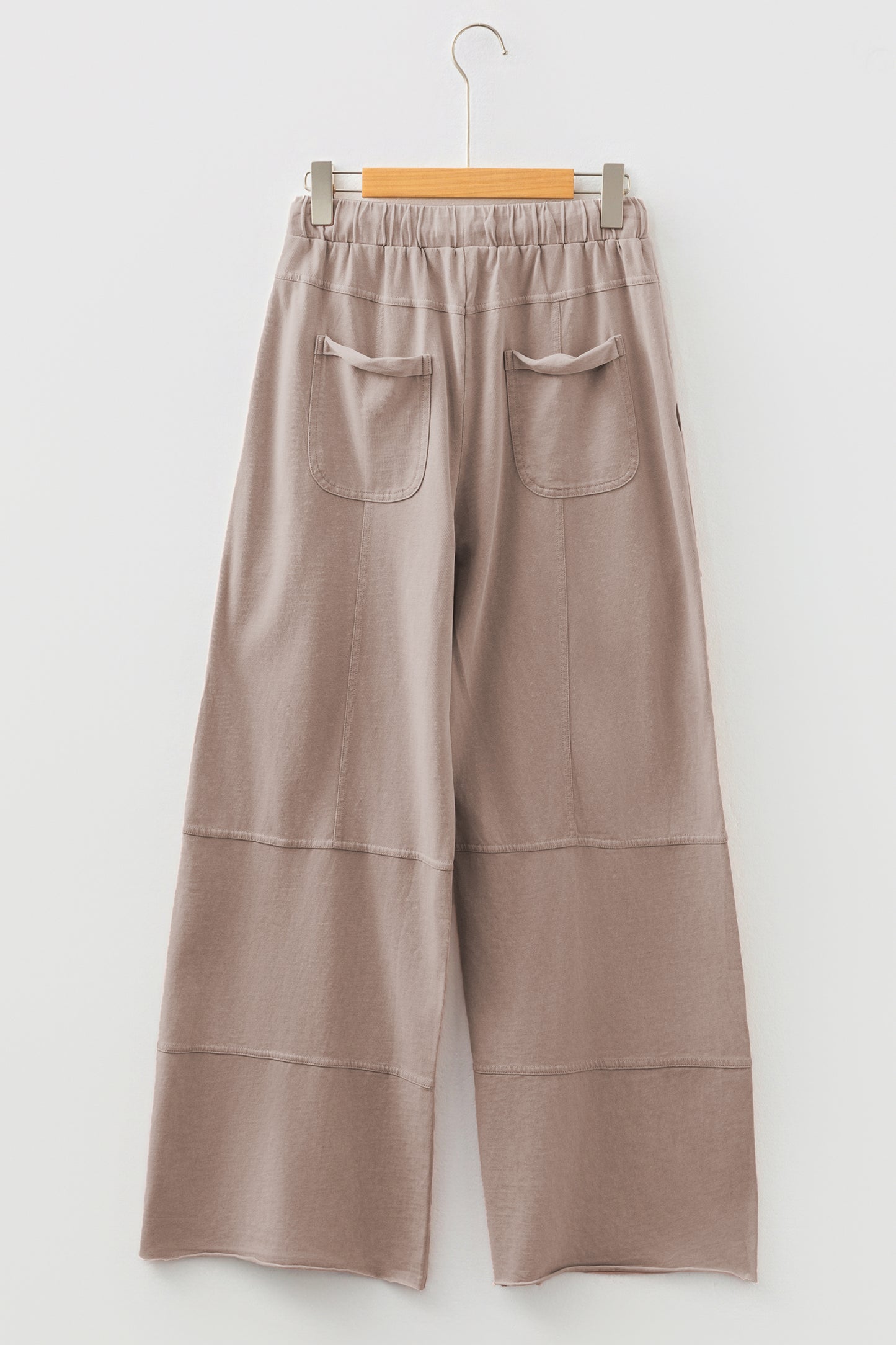 Smoke Gray Mineral Wash Exposed Seam Drawstring Elastic Waistband Wide Leg Cargo Pants-Bottoms/Pants & Culotte-[Adult]-[Female]-2022 Online Blue Zone Planet