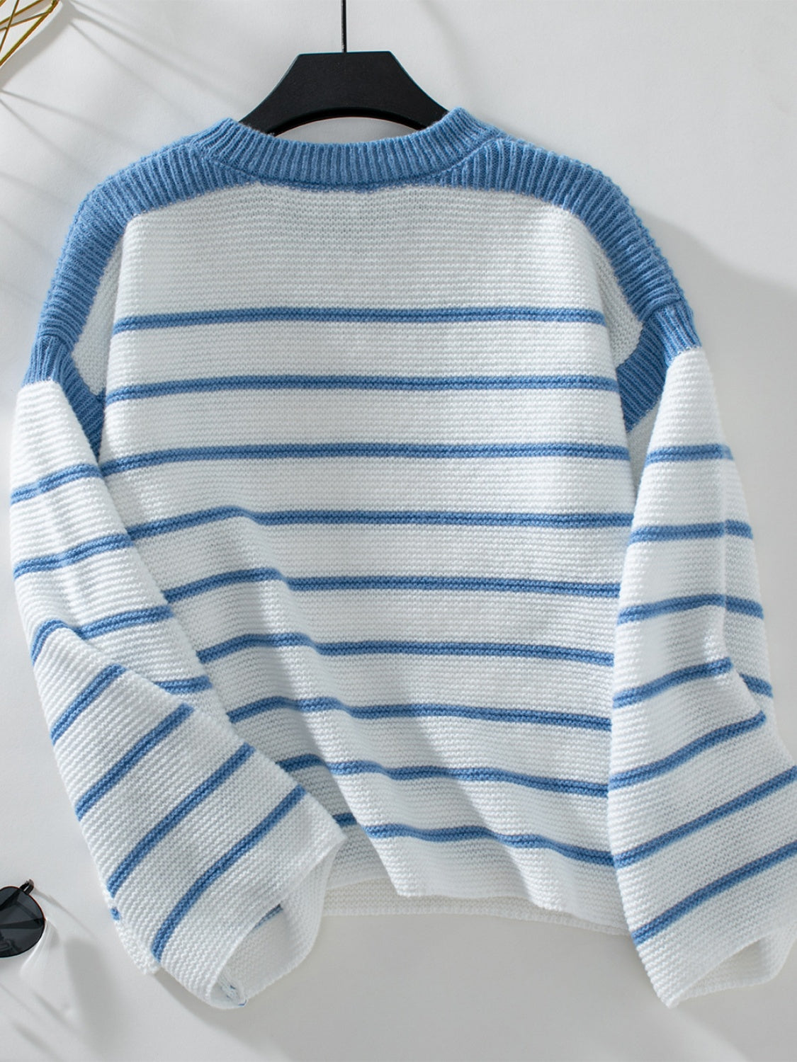 Blue Zone Planet | Striped Round Neck Long Sleeve Sweater-TOPS / DRESSES-[Adult]-[Female]-2022 Online Blue Zone Planet