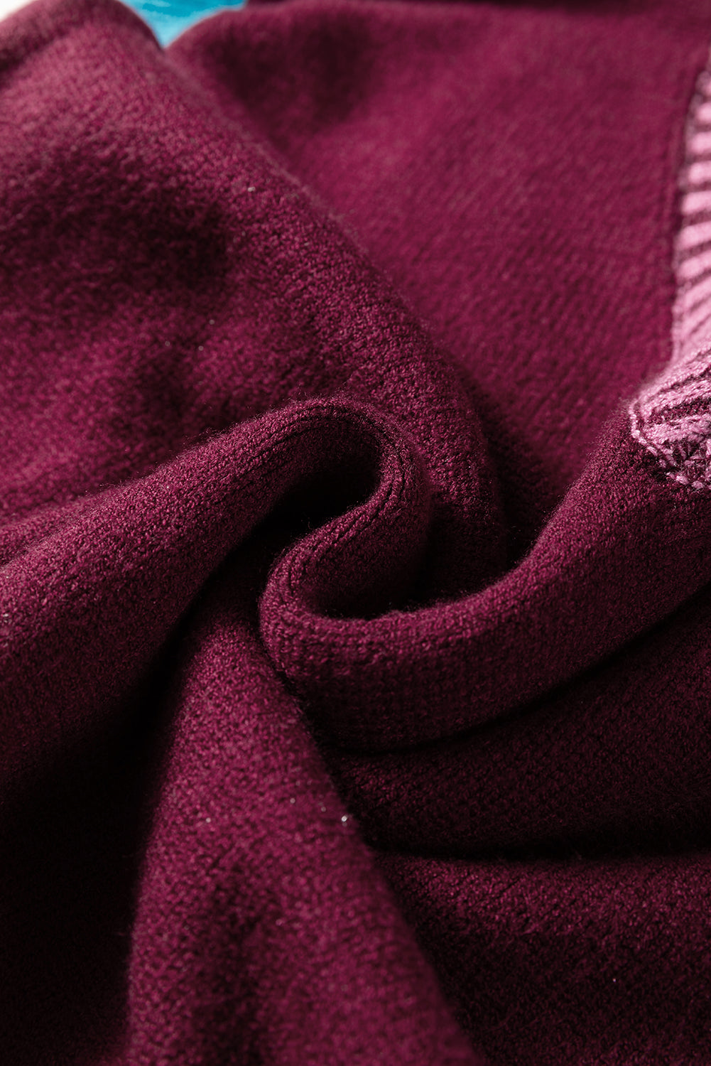 Burgundy Contrast Trim V Neck Cuffed Short Sleeve Loose Sweater-TOPS / DRESSES-[Adult]-[Female]-2022 Online Blue Zone Planet