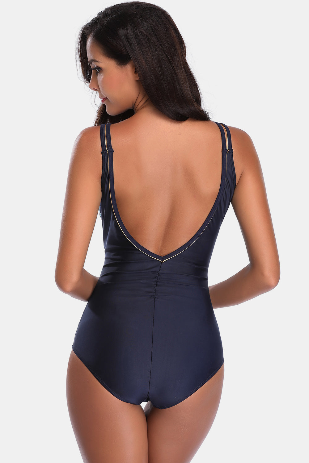 Blue Zone Planet | Full Size V-Neck Backless One-Piece Swimwear-TOPS / DRESSES-[Adult]-[Female]-2022 Online Blue Zone Planet