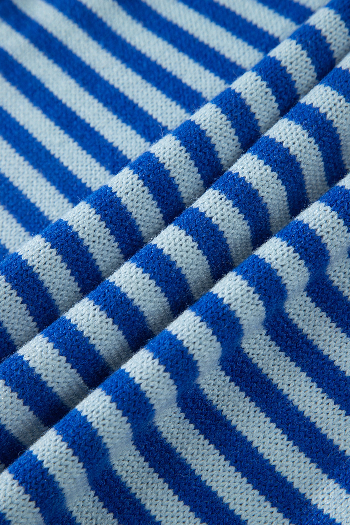 Blue Stripe Loose Half Sleeve Knit Button Down Sweater Cardigan-Sweaters & Cardigans/Cardigans-[Adult]-[Female]-2022 Online Blue Zone Planet