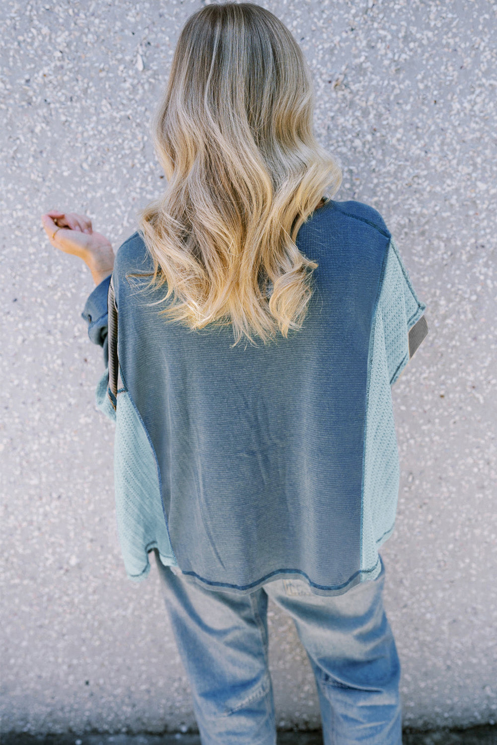 Green Colorblock Stitching Patchwork Buttoned Long Sleeve Top-Tops/Long Sleeve Tops-[Adult]-[Female]-2022 Online Blue Zone Planet