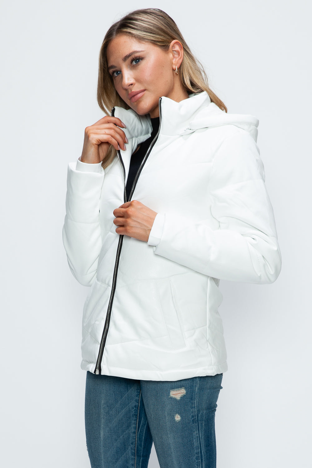 Blue Zone Planet | How Dare U Pocketed Zip Up Puffer Jacket with Removable Hood-TOPS / DRESSES-[Adult]-[Female]-2022 Online Blue Zone Planet