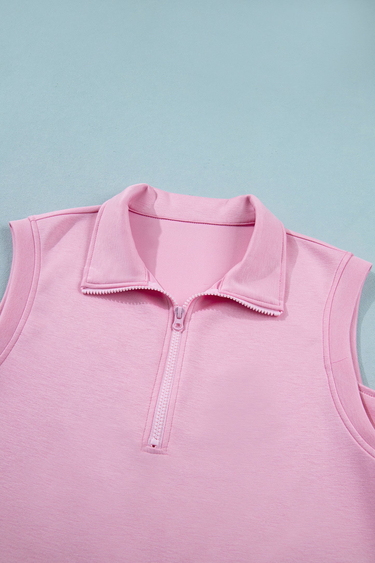 Light Grey Solid Color Sleeveless Zipper Tank and Skort Set-Two Piece Sets/Short Sets-[Adult]-[Female]-2022 Online Blue Zone Planet