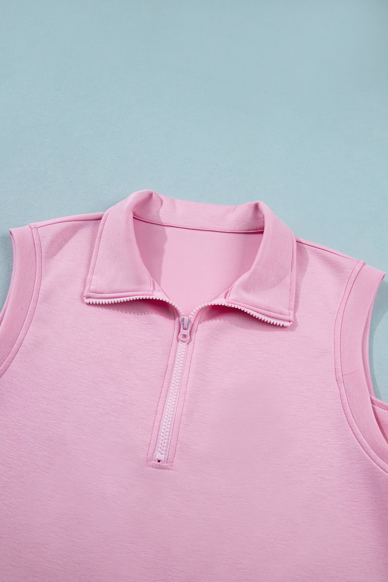 Light Grey Solid Color Sleeveless Zipper Tank and Skort Set-Two Piece Sets/Short Sets-[Adult]-[Female]-2022 Online Blue Zone Planet