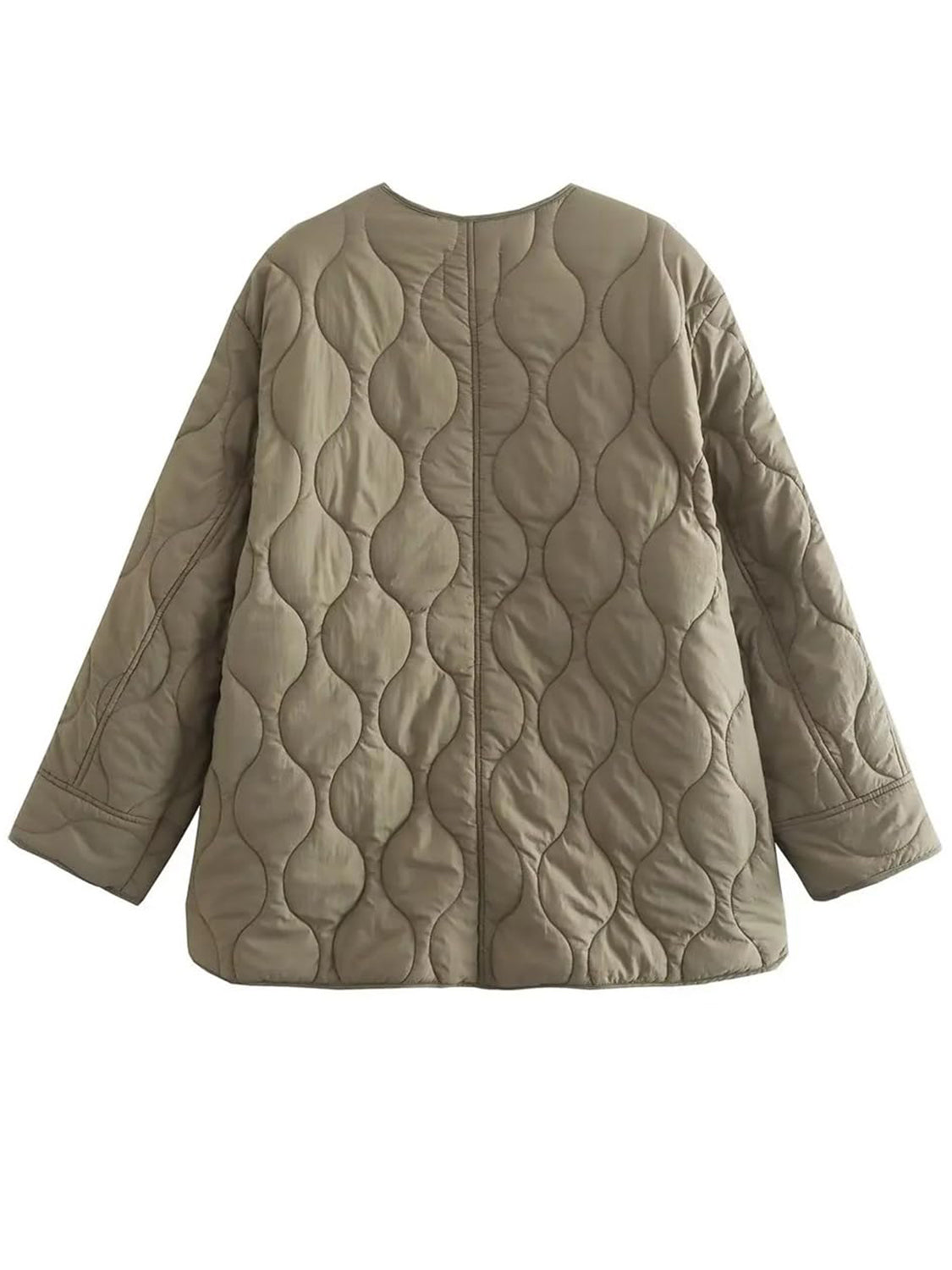 Blue Zone Planet | Quilted Snap Down Round Neck Winter Coat-TOPS / DRESSES-[Adult]-[Female]-2022 Online Blue Zone Planet