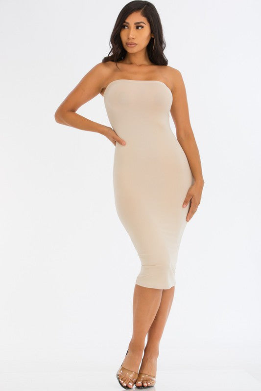 Tube Bodycon Dress-[Adult]-[Female]-Khaki-S-2022 Online Blue Zone Planet