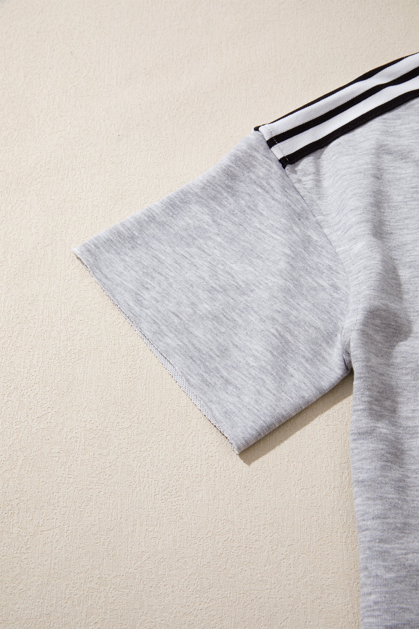Light Grey Patchwork Detail Raw Edge Oversize Tee-Tops/Tops & Tees-[Adult]-[Female]-2022 Online Blue Zone Planet