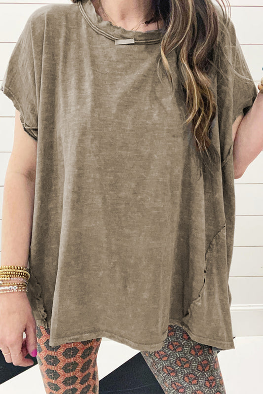Sage Green Vintage Washed Short Dolman Sleeve Oversized T Shirt-Tops/Tops & Tees-[Adult]-[Female]-Sage Green-S-2022 Online Blue Zone Planet