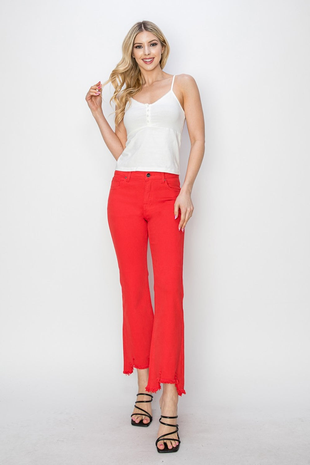 RISEN Full Size Mid Rise Step Hem Cropped Pants-BOTTOM SIZES SMALL MEDIUM LARGE-[Adult]-[Female]-2022 Online Blue Zone Planet