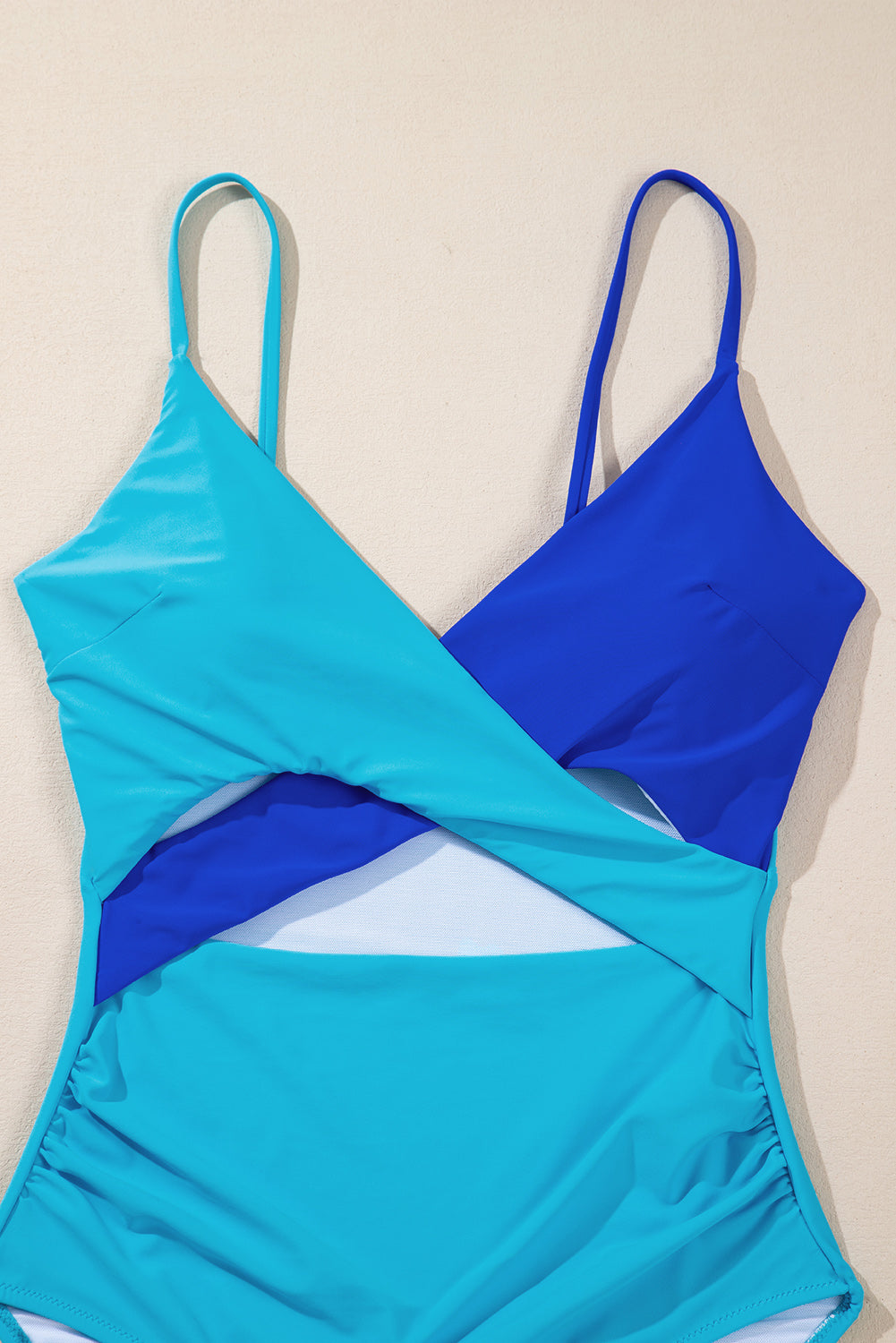 Rose Red Crossover Colorblock Cutout One Piece Swimsuit-Swimwear/One Piece Swimsuit-[Adult]-[Female]-2022 Online Blue Zone Planet