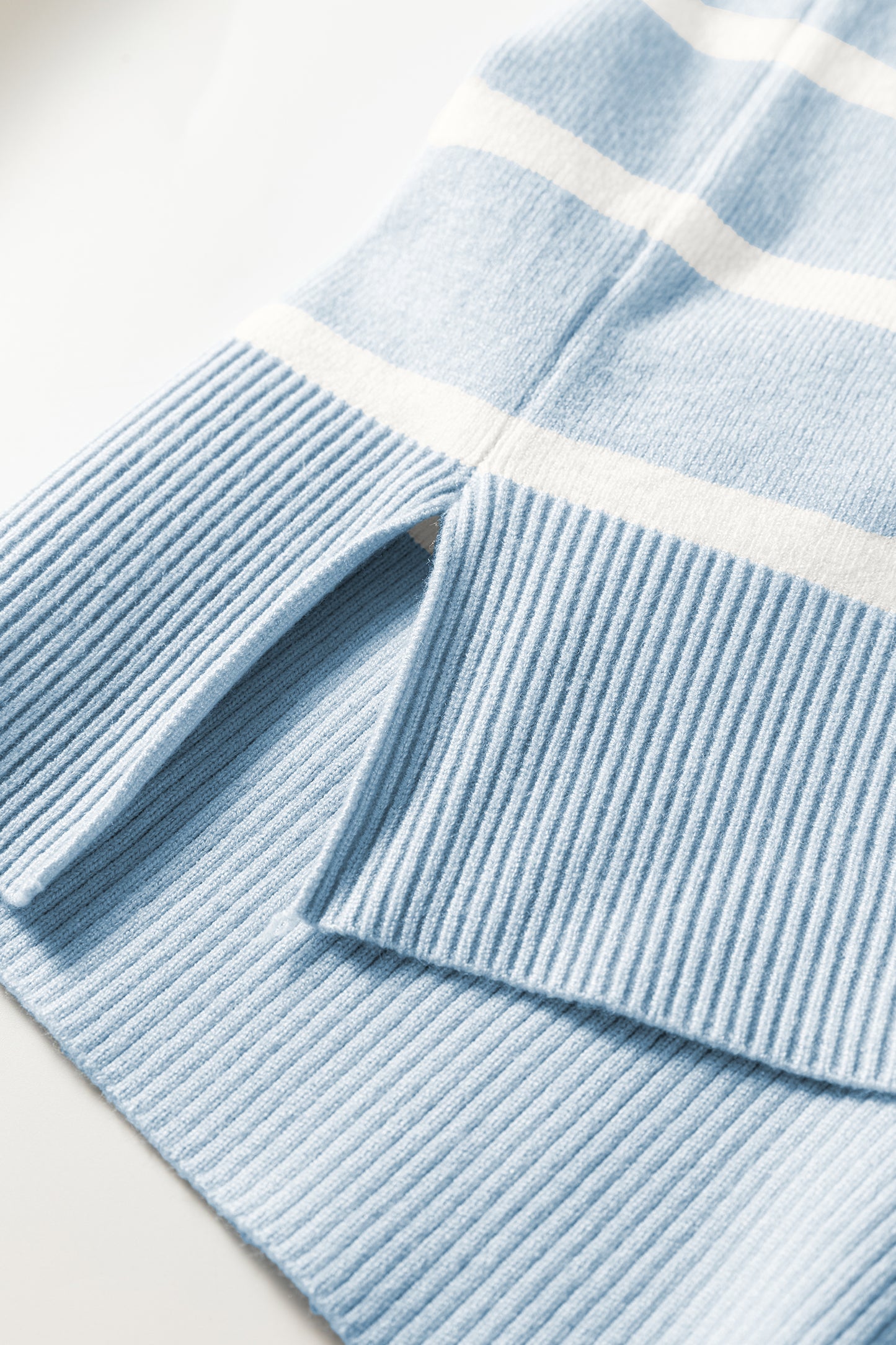 Beau Blue Side Slits Crewneck Short Sleeve Sweater Tee-TOPS / DRESSES-[Adult]-[Female]-2022 Online Blue Zone Planet