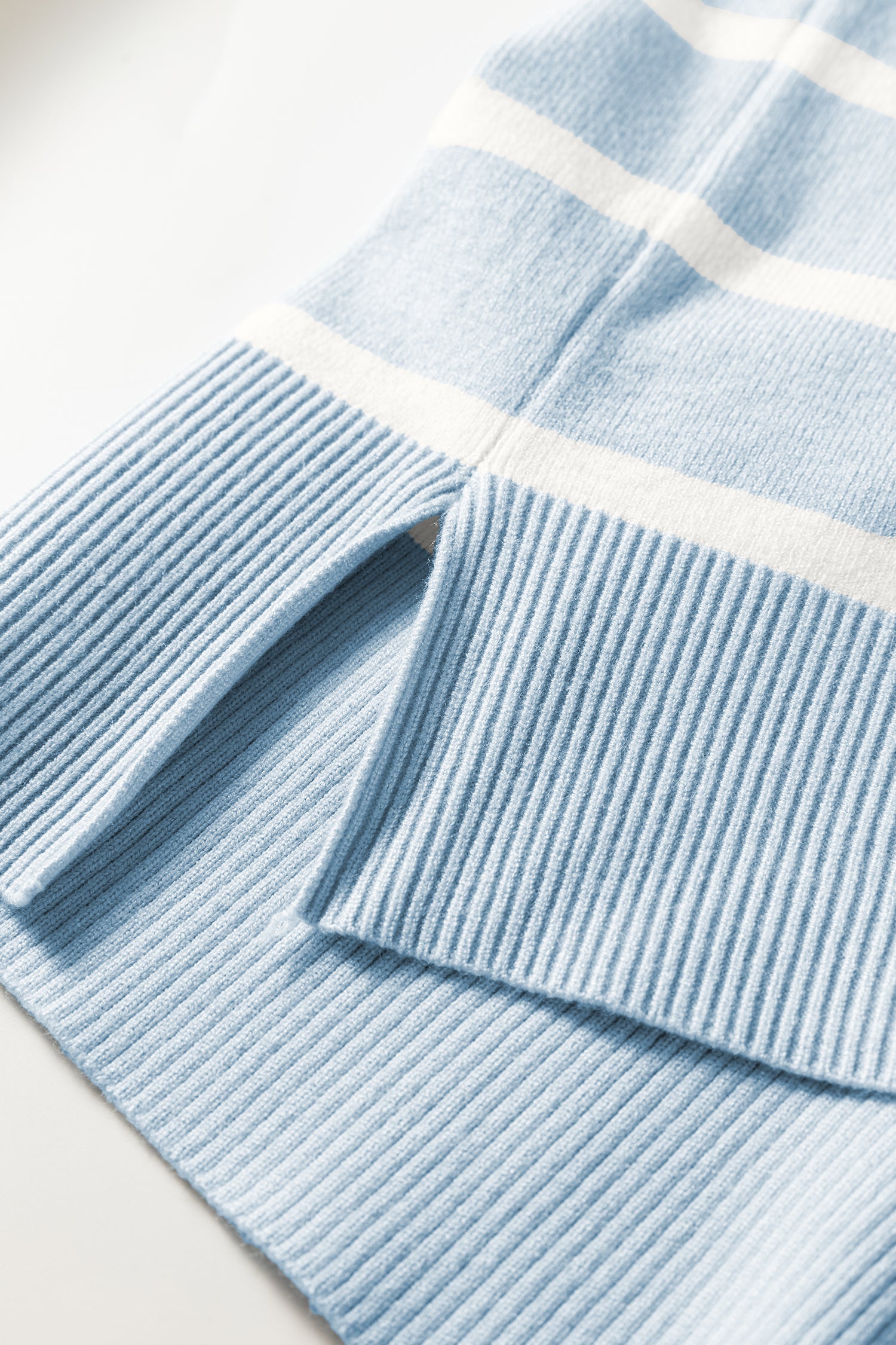 Beau Blue Side Slits Crewneck Short Sleeve Sweater Tee-TOPS / DRESSES-[Adult]-[Female]-2022 Online Blue Zone Planet